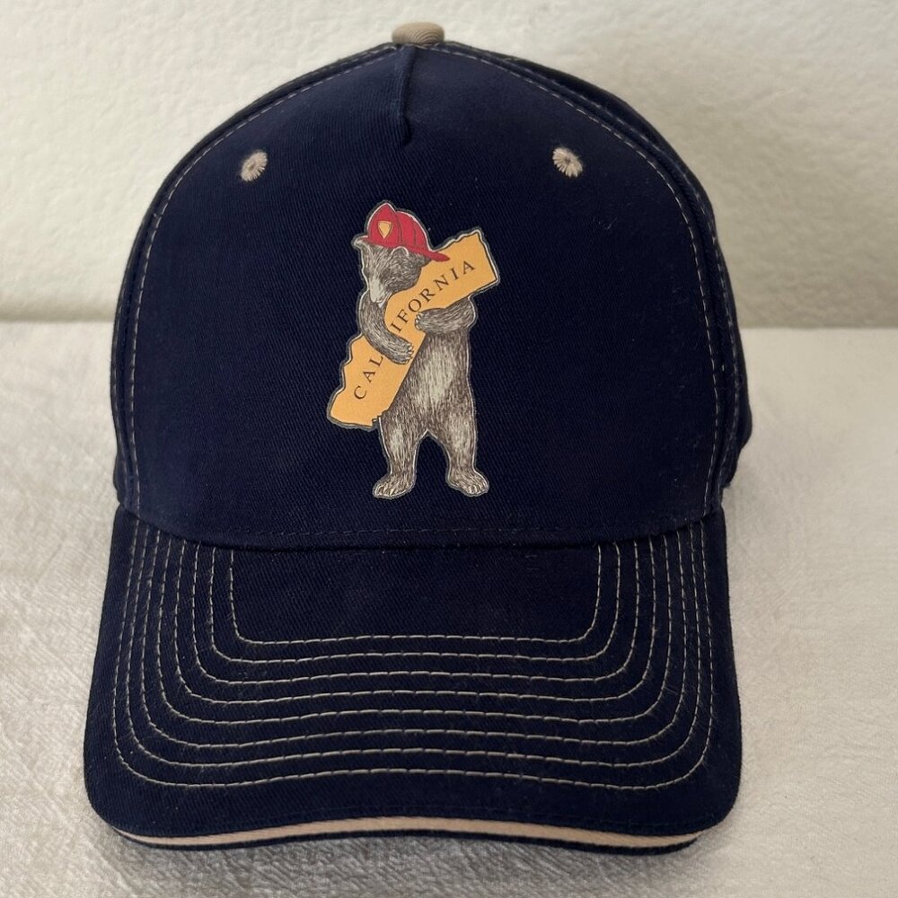 Firefighter Bear Hug California Navy Trucker Baseball Hat Cap Adjustable